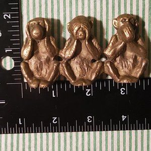 Brass Miniature Monkeys See No Evil Speak No Evil Hear No Evil